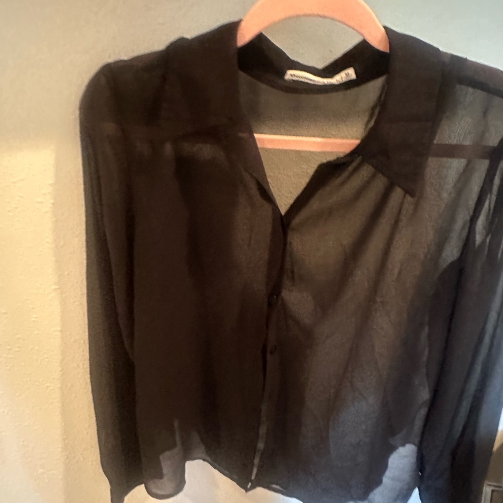 Abercrombie & Fitch Black Sheer Blouse
